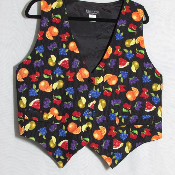 SADDLE RIVER - LARGE Bold Print Vest/Vintage 90's - Picture 1 of 4
